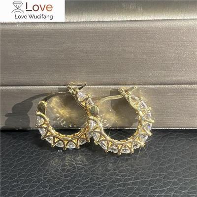 Boucles d'oreilles créoles en or véritable, mignonnes, bijoux modernes pour femmes, marques de luxe, rétro, vintage, zircon coloré