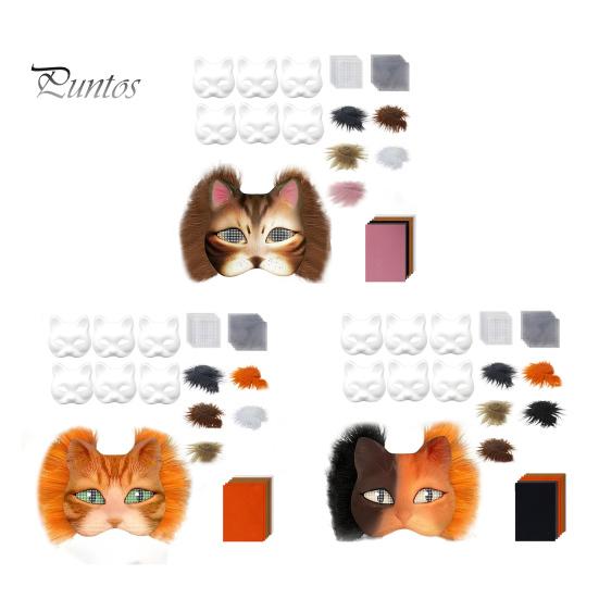 DIY Therian Masque Kit Cat Fox Dyreansiktspute med pels Halloween Rollespill rekvisita for Masquerade Carnival Cosplay Party Supplies