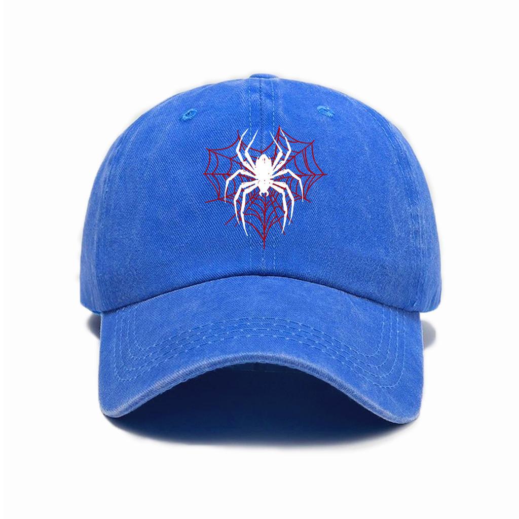 Top Water Washed Old Printed Baseball Cap Adult Versatile Hot Selling Spider Printed Water Washed Old Soft Top Sunshade Baseba