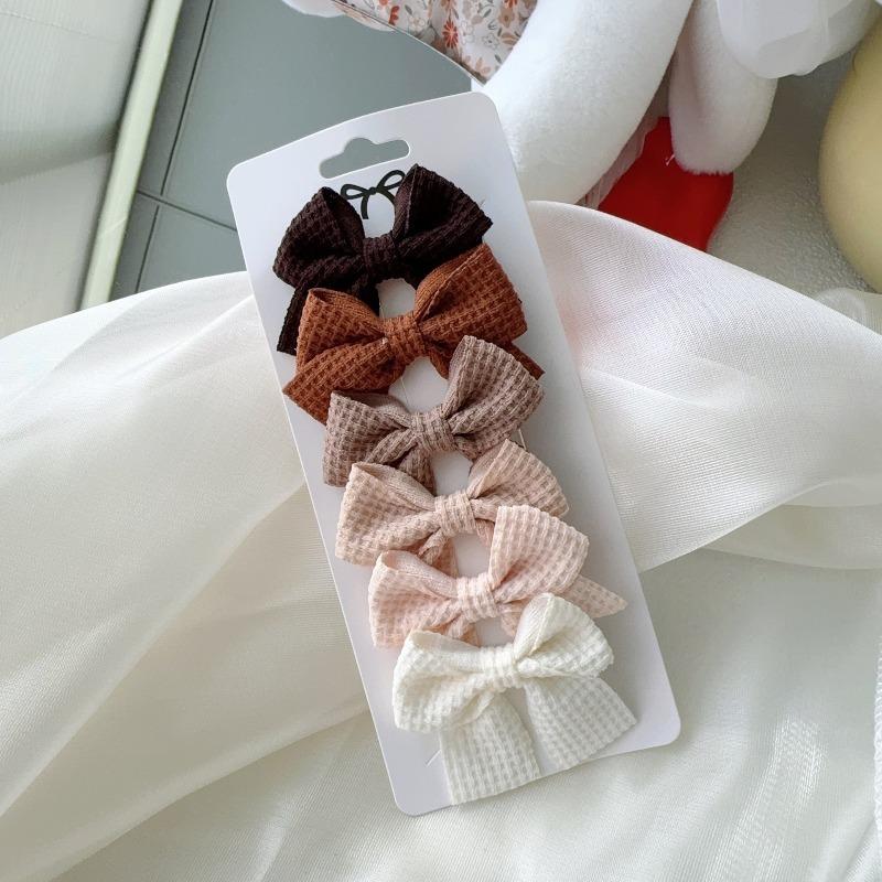 6/10Pcs Sweet Cute Solid Ribbon Bowknot Hair Clips for Baby Girls Handmade Bows Hairpins Barrettes Headwear Kids Hair Accessories