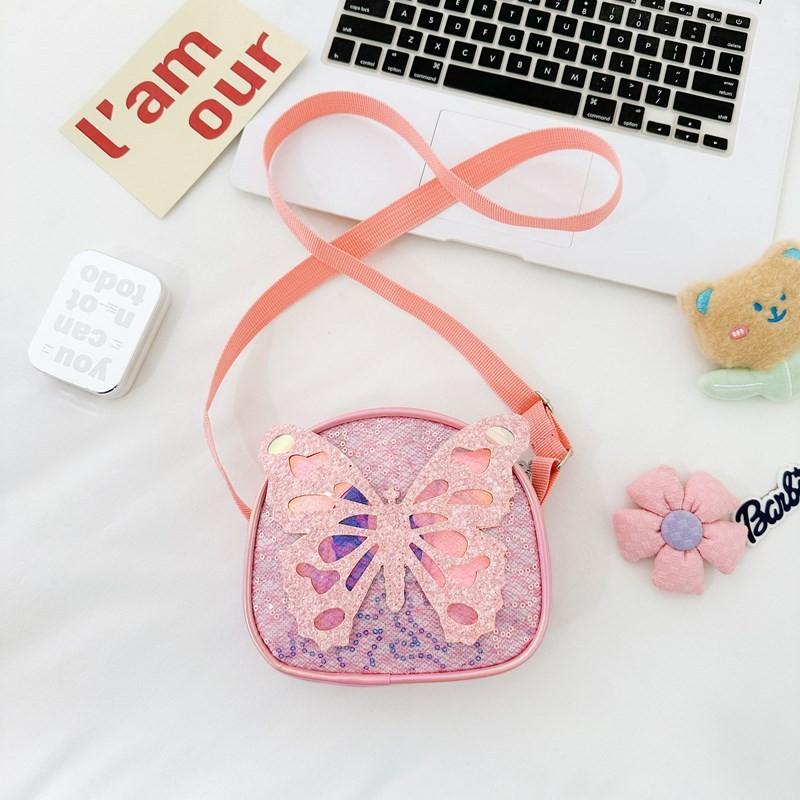Adorable Korean Style Cartoon Butterfly Sequin Shoulder Bag For Kids Perfect For Daily Use