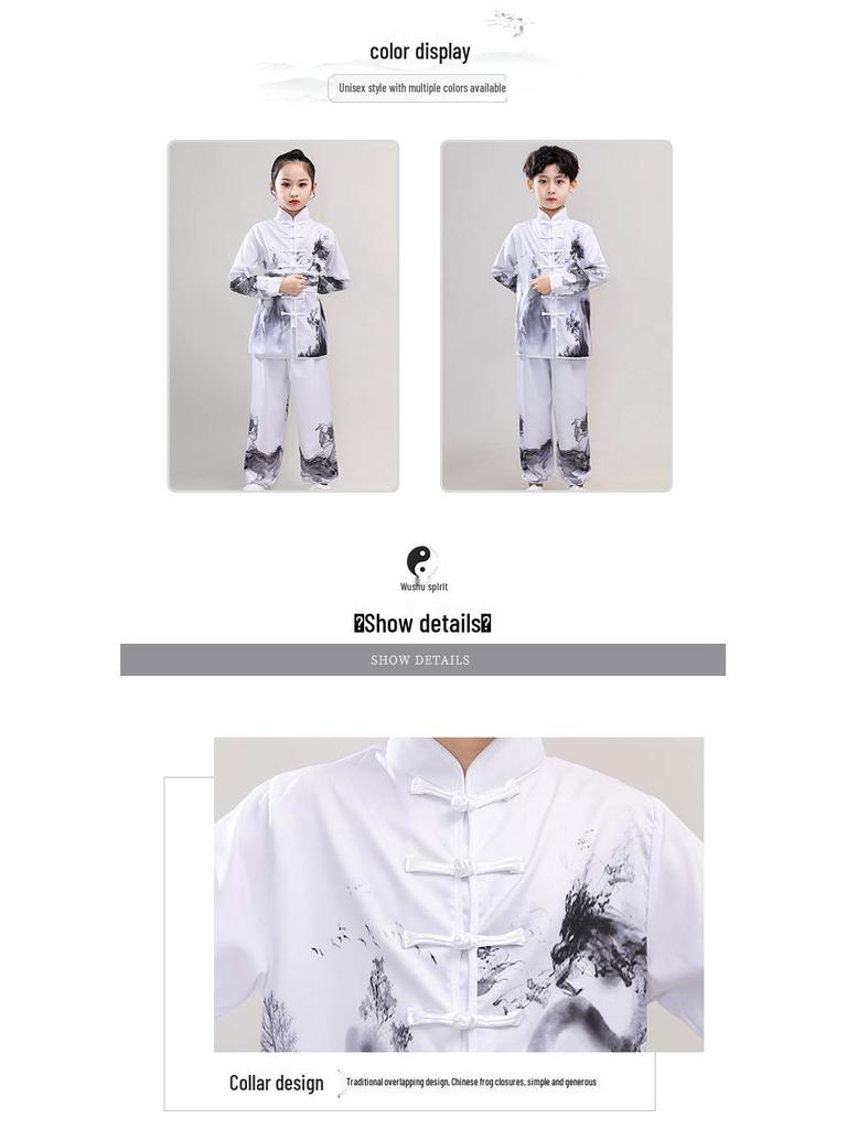 Children's Wushu & Tai Chi Performance Suit - Perfect for Kindergarten To Middle School Students' Chinese Kung Fu Fan Shows.