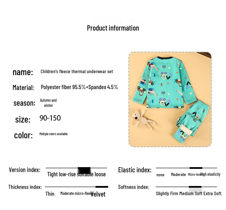 Warmer Winter-Unterwäsche-Set für Kinder mit Fleece-Futter: Herbstliche Thermoschicht & Homewear für Mädchen und Jungen