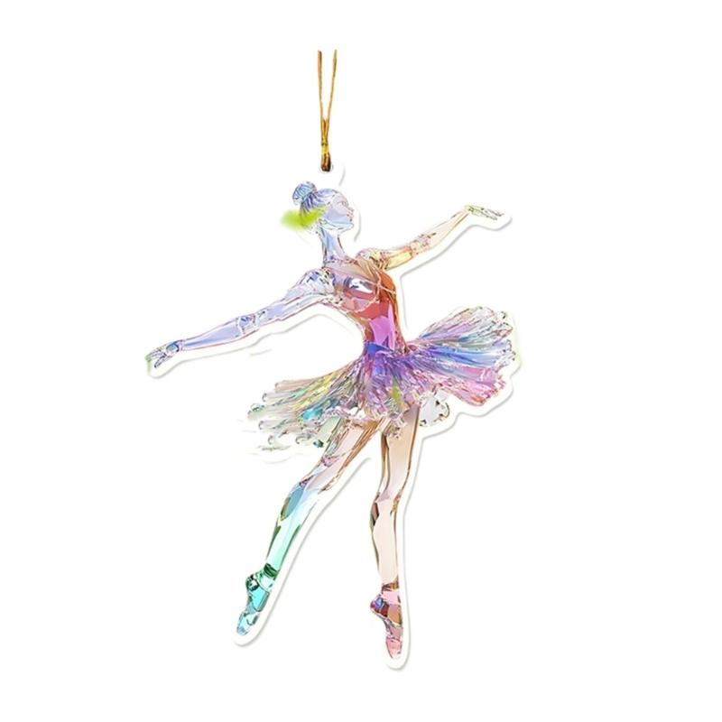 Sada 5 elegantních klíčenek do auta ve tvaru baletky, 2D akrylová závěsná dekorace na zeď, přívěsek pro milovníka tance, vánoční ozdoba