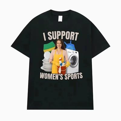 Ich unterstütze Frauensport Lustiges Meme Grafikdruck T-Shirt Unisex Damen Streetwear Mode Baumwoll Oberteil Oversize Lässig Sommer Neues T-Shirt