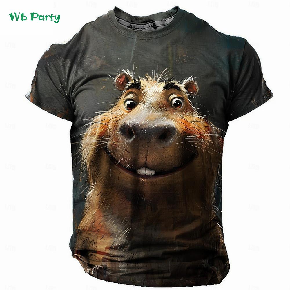 

Мужская футболка с 3D-принтом пухлых животных, забавная футболка с коротким рукавом и круглым вырезом, повседневные топы оверсайз 5XL