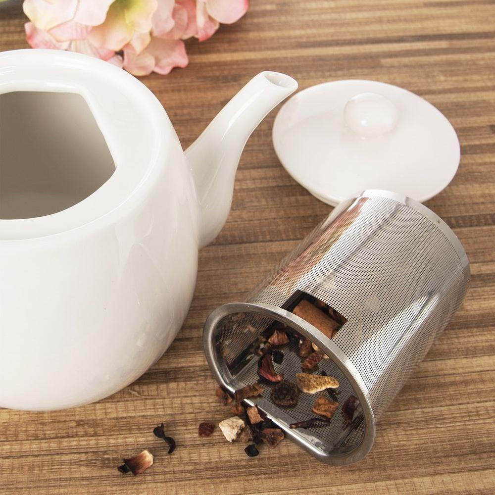 Porzellan-Kanne mit Siebeinsatz für Tee, Kräuter, Aufgüsse, Teefilter
