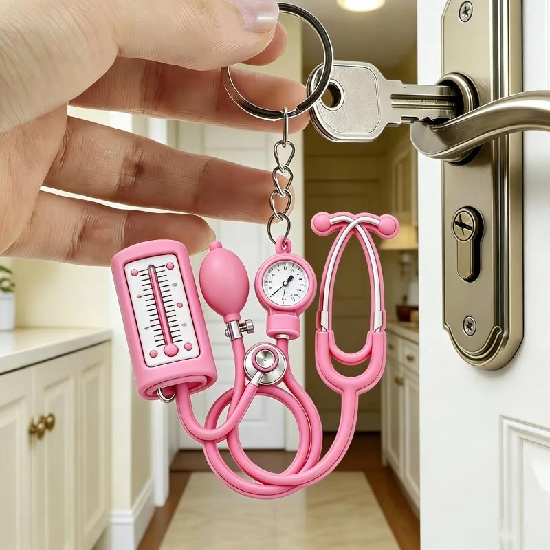 2D Acrylic Medical Keychain Mini Cartoon Stethoscope Pattern BPA Free for Pediatric Nurse Appreciation Small Gift