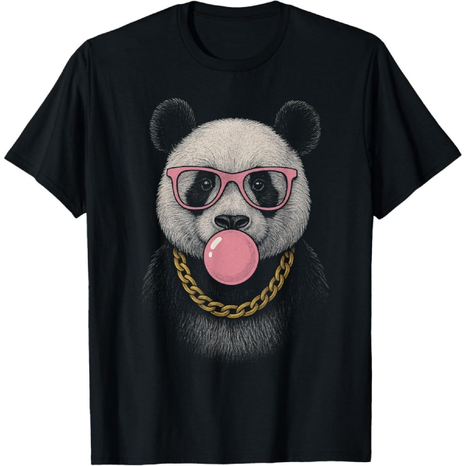 Panda Pink Bubble Gum Gifts Men Kids Women Funny Panda T-Shirt S чёрный