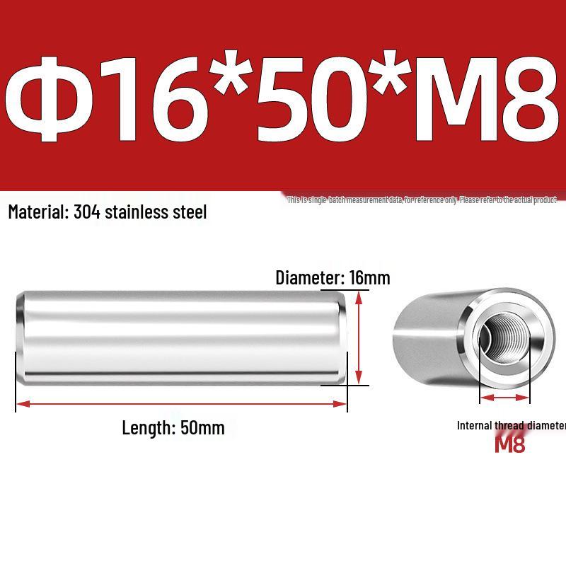 Pin Cilindric din Oțel Inoxidabil 304 cu Filet Interior M4/M6/M8 și Orificiu - Coloană de Suport și Ghidare