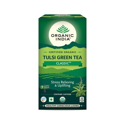 Green Tea with Tulsi (25 Packs, 1.74 G), Tulsi Green Tea Classic, Organic India