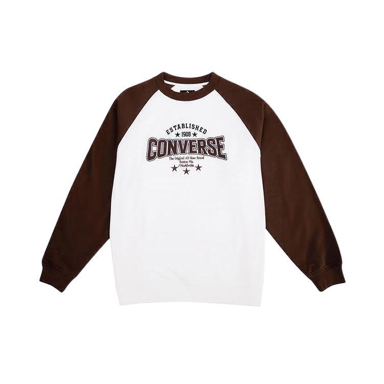 Converse Sweatshirts Unisex White/Brown Color Crew Neck Moderate UCJ082-J9T M