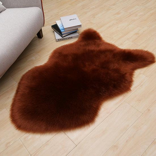 Tappeto e Cuscino in Lana Sintetica Peluche per Soggiorno