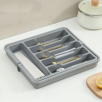 Plastic Expandable Utensil Tray Large Capacity Waterproof Silverware Drawer Organizer Adjustable Utensil Tray Set Kitchen