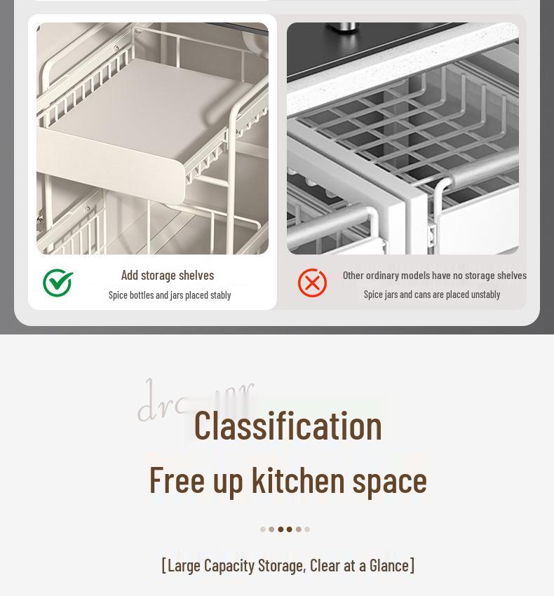 Estante para Fregadero de Cocina Multifuncional con Cestas Extraíbles y Almacenamiento para Especias