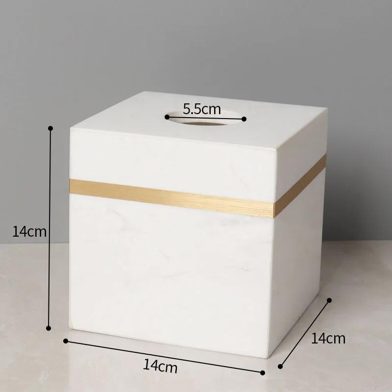 Natürliche Marmor-Taschentuchbox Goldener Strich Badezimmer-Papierboxen Westliches Restaurant Schreibtisch-Serviettenhalter Heimdekoration Modern
