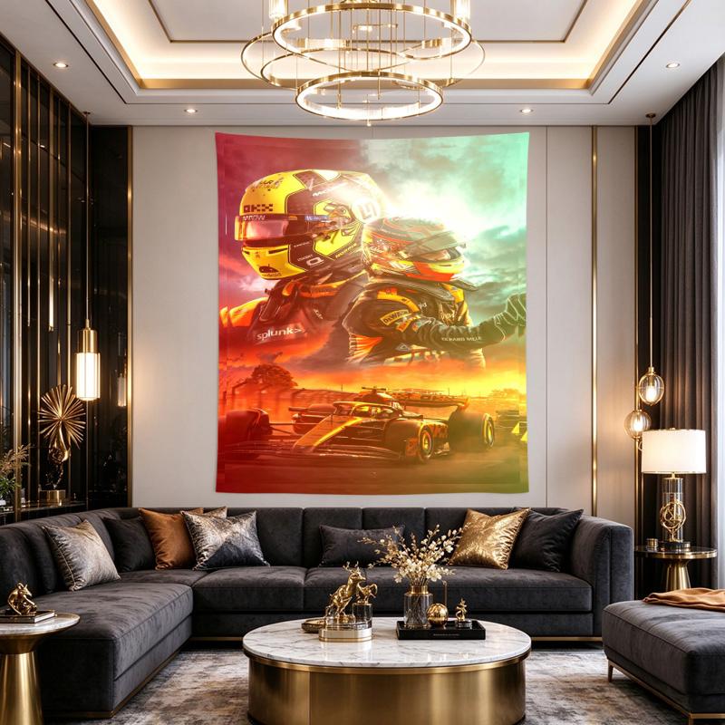 Red Bull Factory Racing F1 Car Wall Tapestry for Formula 1 Fans Garage Man Cave Bedroom Decor