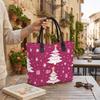 Rose Tote Bag Women Canvas Shopping Handbag Christmas Tree Gift Snowflake Print Black Handles