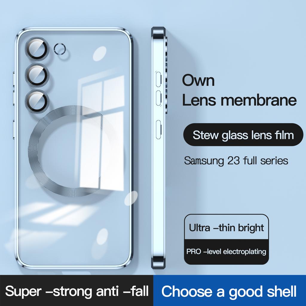 For Samsung Galaxy S23 Magnetic Clear Case TPU Phone Back Cover Compatible with MagSafe