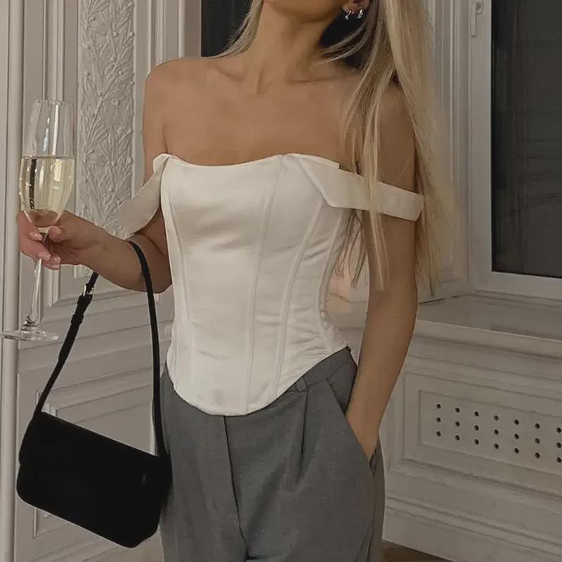 2023 Evropský a americký dámský crop top s čtvercovým výstřihem a odhalenými zády, se žebrovými ramínky