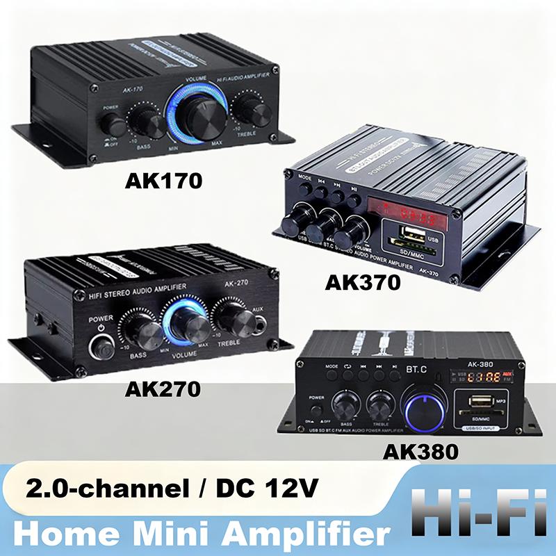 Home Mini Amplifier DC12V Audio Power Amplifier Stereo Subwoofer Bluetooth Player For Home Speakers and Car Media Systems