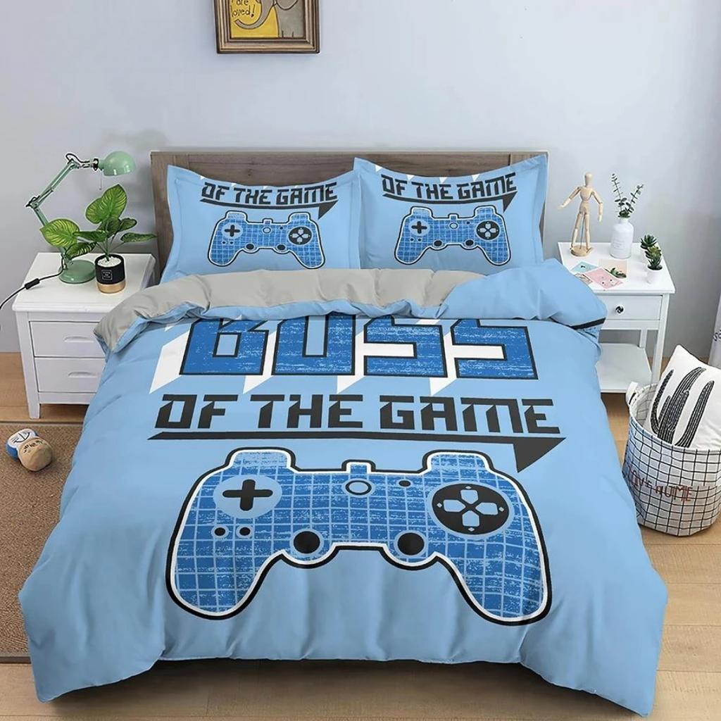 2/3Pcs Game Bedding Set Gamepad Duvet Cover Teens Video Game Quilt Cover Set ,King, Double Bed, For Bedroom