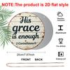 2D Flat Aluminum His Grace Is Enough Christian Wall Decor, Round Metal Sign with Rustic Wood Look, 2 Corinthians Bible Verse Scripture Plaque for
