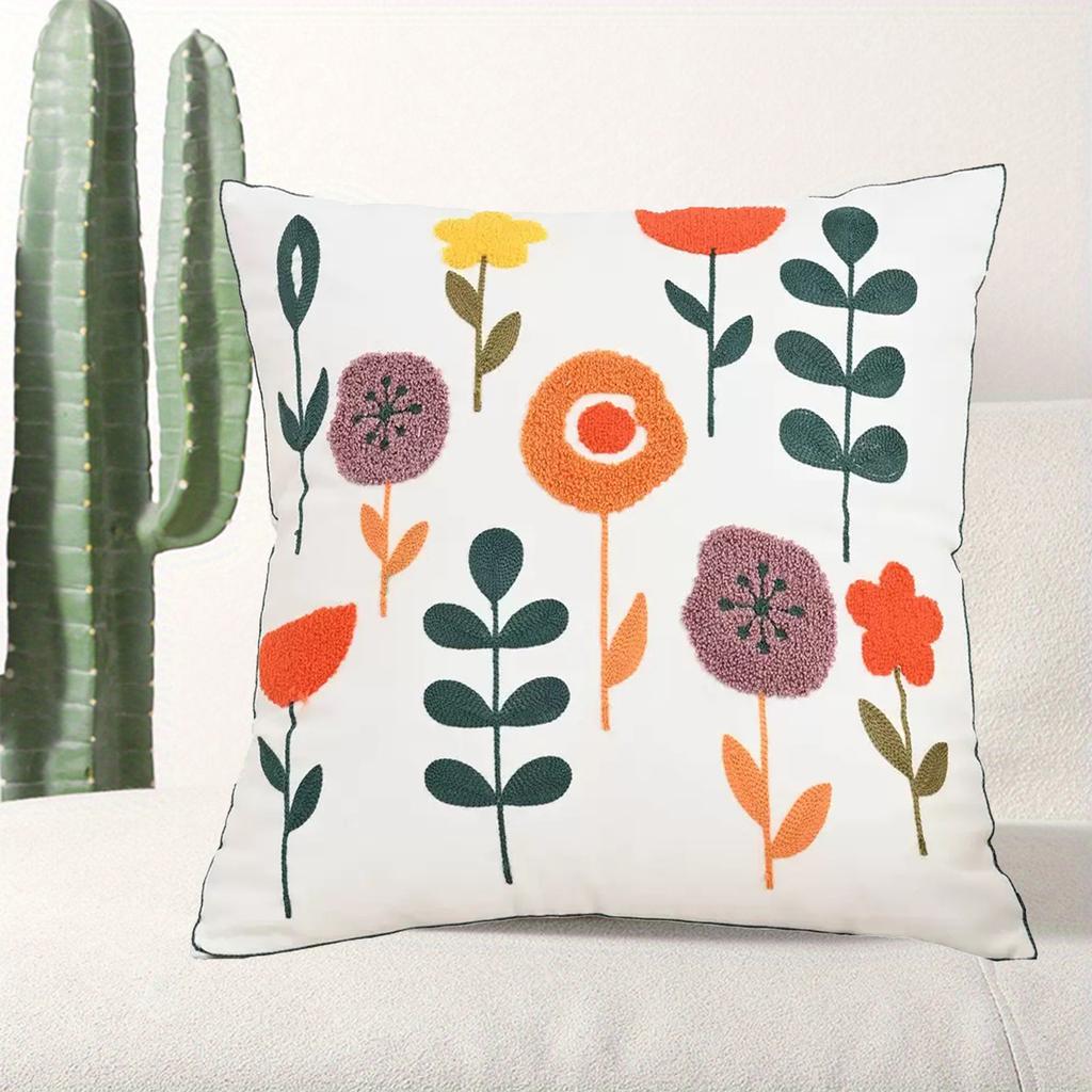 New Canvas Towel Embroidered Pillowcase Ins Pastoral Home Style Living Room Sofa Decoration Cushion Waist Pillow