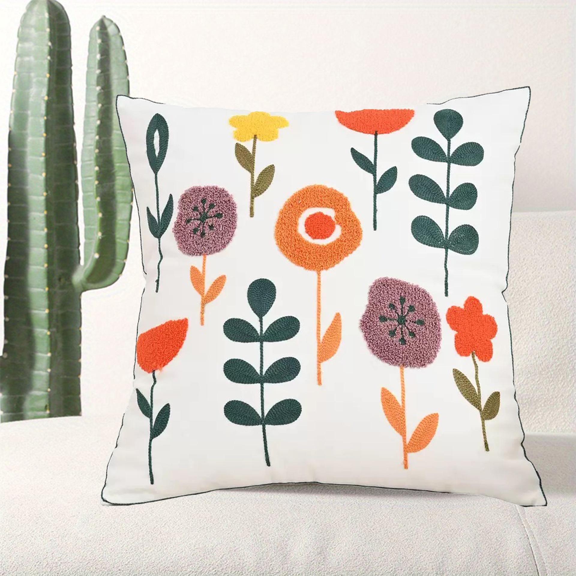 

Новое холщовое полотенце, вышитая наволочка, пасторальный домашний стиль, украшение для дивана в гостиной, подушка, поясничная подушка 45 * 45Cm pillowcase without core