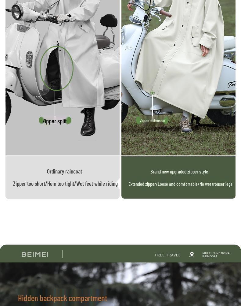 Extra Long Rainproof Motorcycle & Electric Bicycle Poncho - Stormproof One-Piece Overcoat