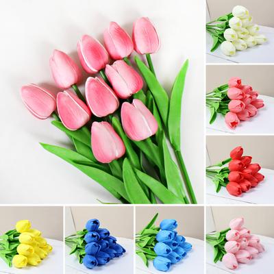 10 szt. Sztuczny Kwiat Tulipana Dom Biuro Impreza Realistyczna Sztuczna Gałązka Kwiatowa Dekoracja Centralna Stołu Prezent na Dzień Matki Walentynki Wielkanoc