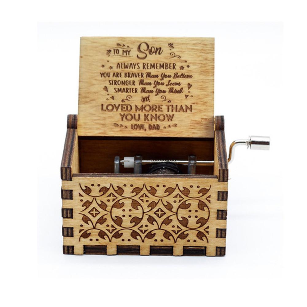 

Hand-made Classical Hand-operated Wooden Handicraft Music Box Dad To Son