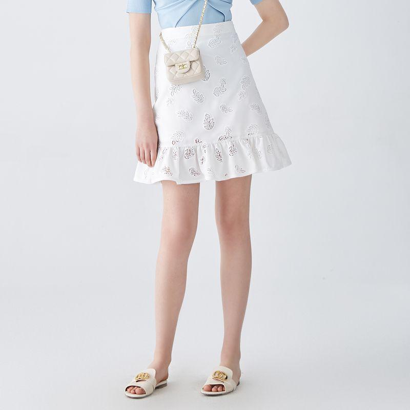 

Obeg Cut Out Summer Lace Hem Skirt Embroidery White 160/S/36