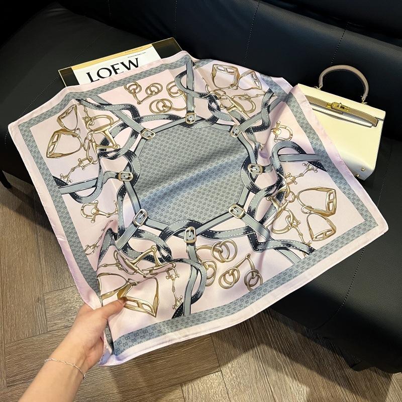 New silk scarf women's fashion versatile high-end small square scarf Korean version neck protection scarf spring and autumn retro scarf binding bag