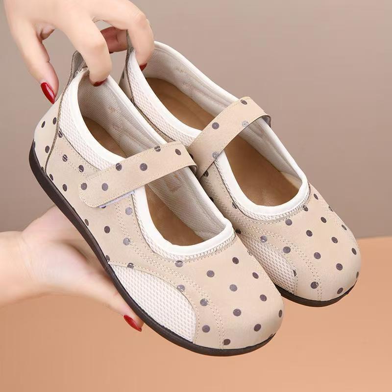 

New Style Velcro Shoes - Breathable Casual Flats with Soft Soles for Women 40 бежевий