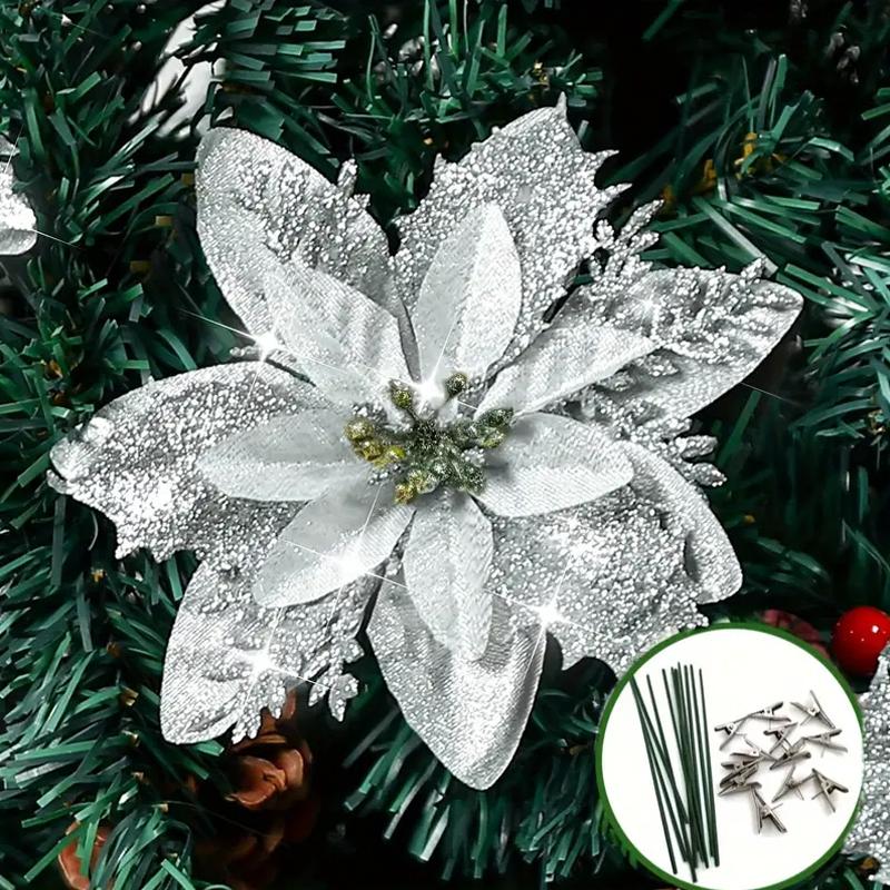 15cm Weihnachtsbaum dekorative Blume Weihnachten Gold Pulver Blume Gold Pulver hohl 3D Blume