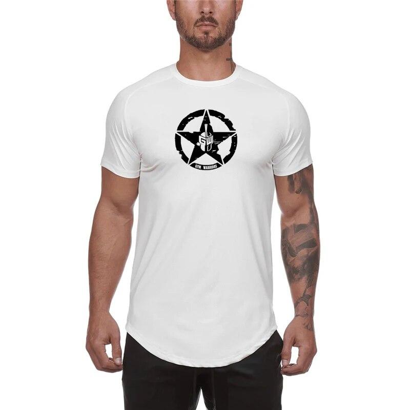 Muscleguys Men Mesh Breathable Fitness T-shirt Casual Sportswear Short Sleeves O-Neck