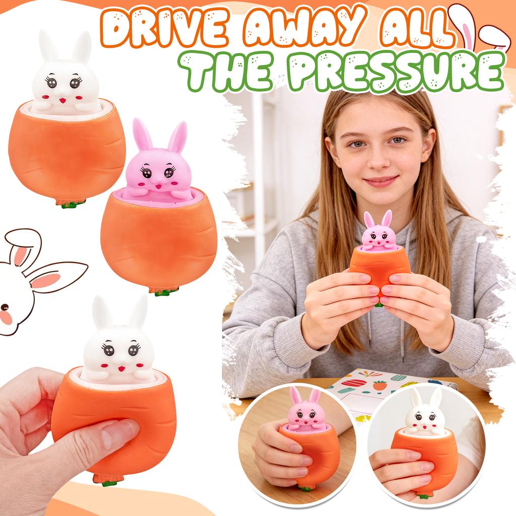 Squishy Carrot Rabbit Squeeze Telescopic Toys Kids Children'S Radish Rabbit Cup Pinch Music Toy Creative Stress Relief Gift