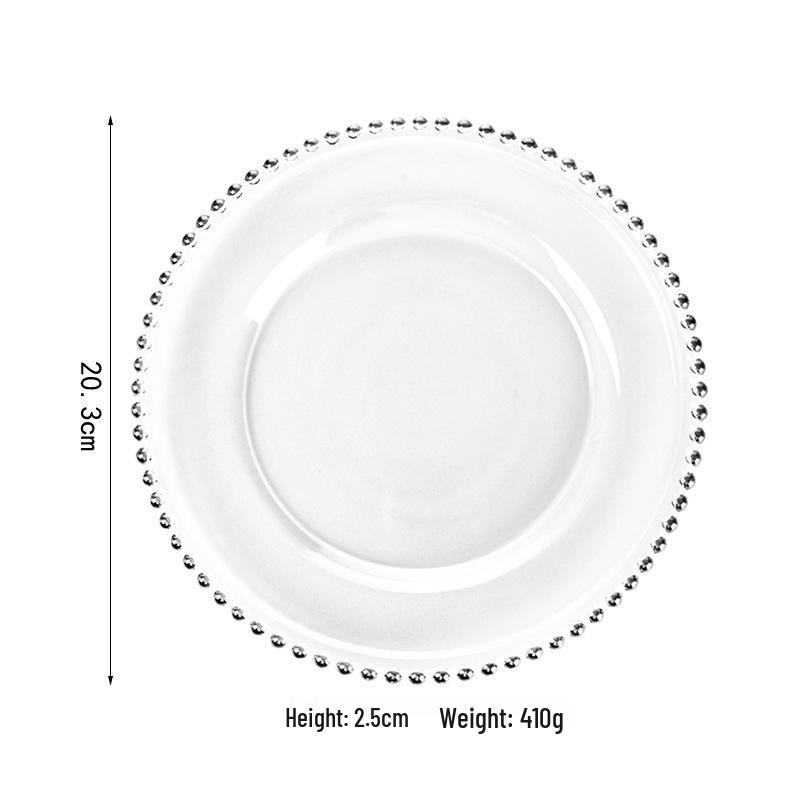 Gold-Edged Glass Beaded Salad Plate for Weddings and Banquets