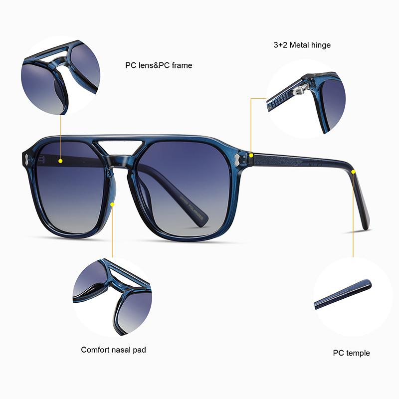 New American toad glasses acetic acid plate polarized sunglasses classic large frame double beam male pilot sunglasses