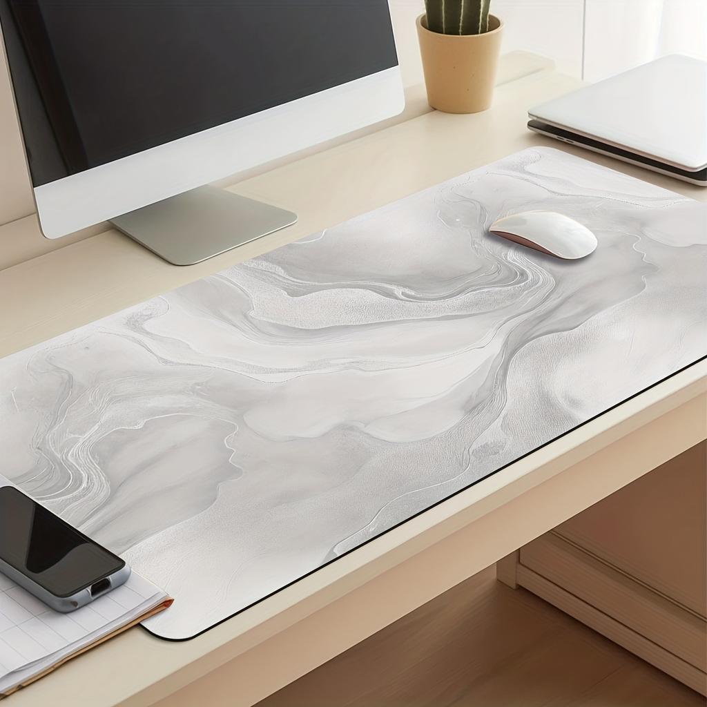 Large Faux Marble White Gray Gaming Mouse Pad Desk Mat Extended Non-Slip Rubber Washable Keyboard Protector Mousepad Gamer