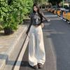 Women's Khaki Wide-Leg High-Waisted Slimming Floor-Length Jeans - 2025 Autumn/Winter Collection