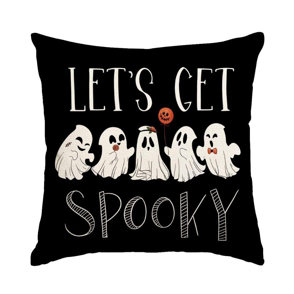 Halloween Pillow Covers Funny Pumpkin Ghosts Print Pattern Throw Cushion Cover Black Cat Party Supplies Pillowcase Home Decor