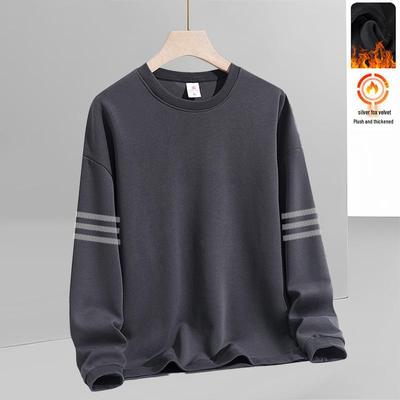 Herren 2025 Herbst Amerikanischer Stil Schwergewicht Lockerer Schnitt Rundhalsausschnitt Langarm Plus Samt Hoodie Pullover.