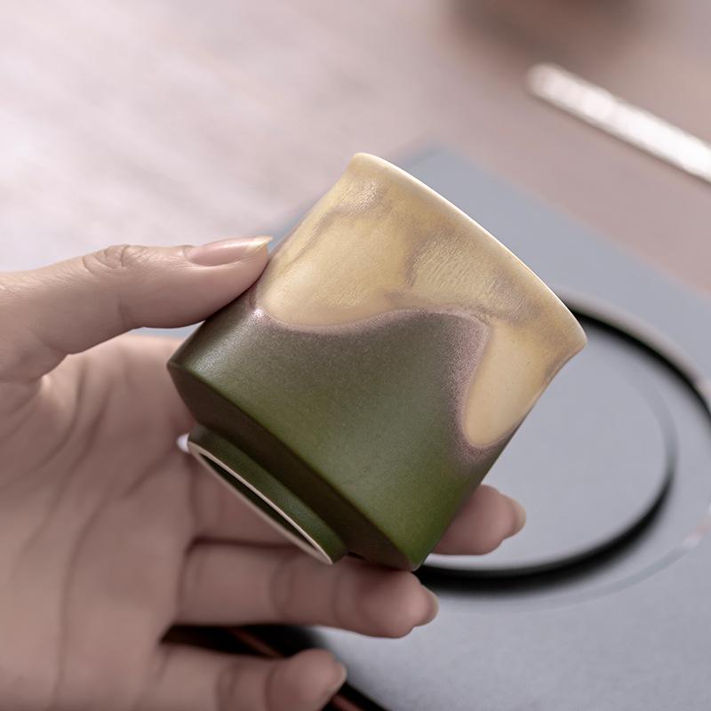 Coarse Pottery Gradual Change Teacup Master Cup Light Luxury Household Tea Drinking Kung Fu Tea Set Tea Cup Single Cup High-End Gift Box