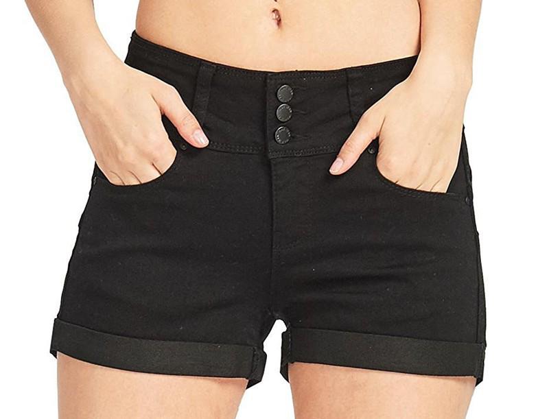 New Style Multi-color Denim Waist-cinching Stretchy Women's Hot Pants
