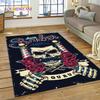 Fashion Barber Shop Logo Skull Vintage Rug Carpet for Living Room Bedroom Decor,Floor Mat Non-slip Decoration for Sofa Doormat