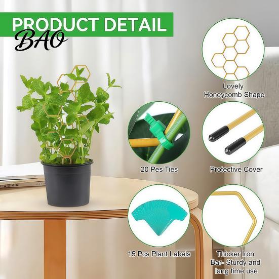 Geometric Plant Support for Window Sills Metal Honeycomb Trellis Potted Plants, 13.8" Small Climbing Ornamental Frame Succulents Indoor Hoya