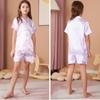Sleeve Children Short Pajamas Set Summer Clothing Polyester Material Color Solid