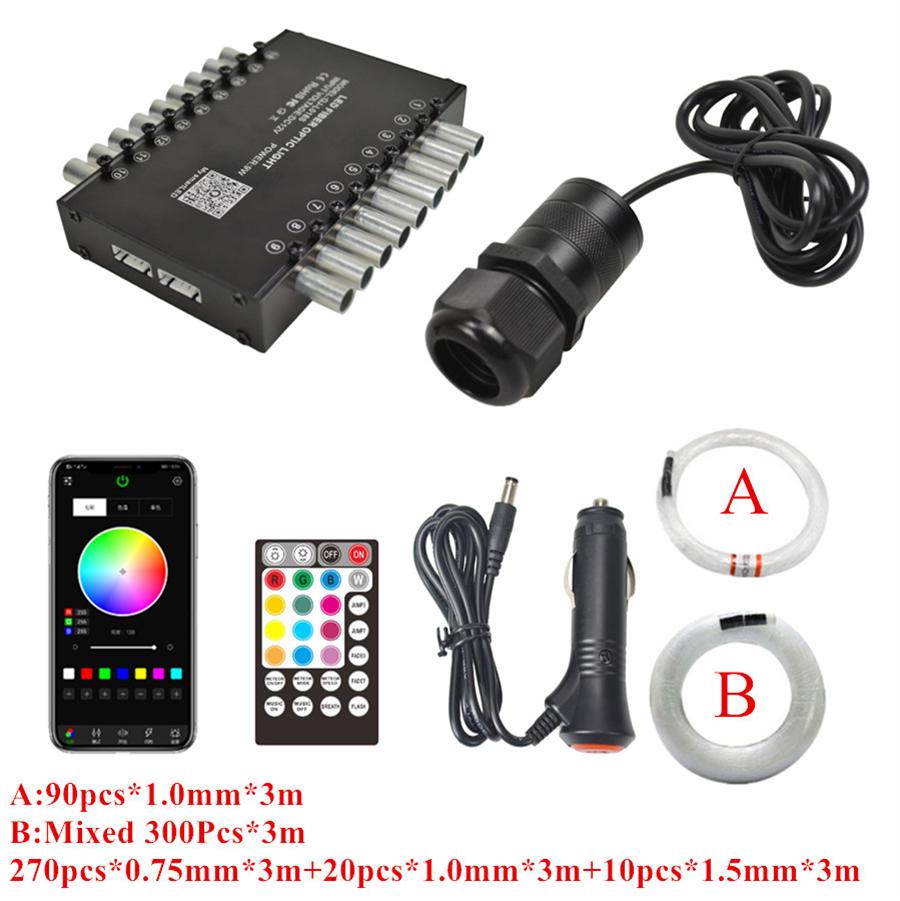 16W RGBW LED Car Roof Star Ceiling Light Lamp Kit 390x Fiber Optic RF/APP/Music